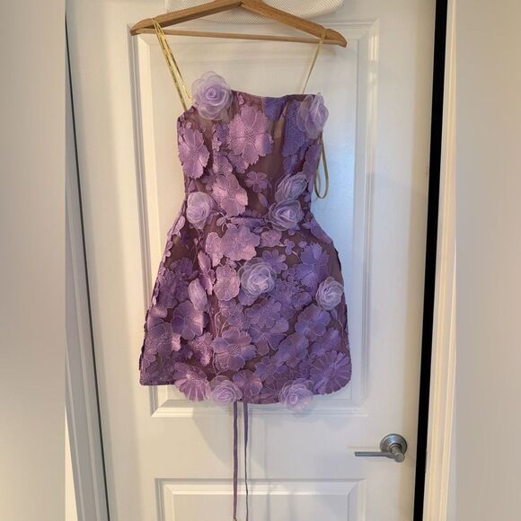 Bronx and Banco MINI DRESS JASMINE LILAC MARAYA lavender Floral Strapless - Picture 5 of 16